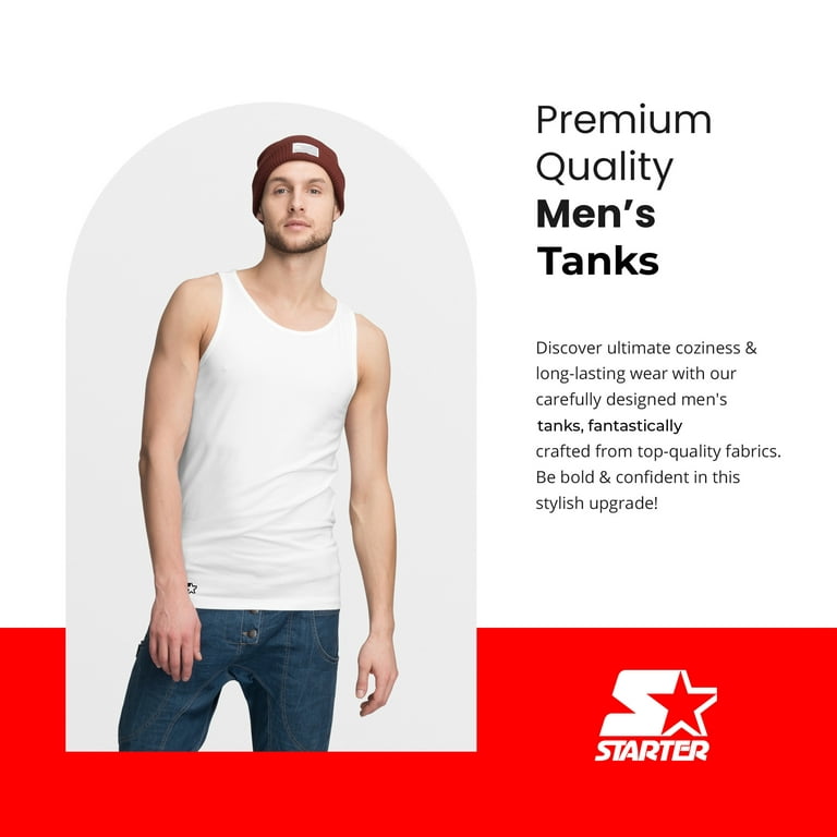 Starter Mens Tank Top Pack Breathable, Tagless Under Shirts for Men,  A-Shirt, 6-Pack 