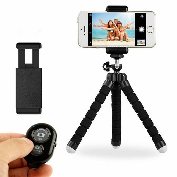 Phone Tripod, Portable and Adjustable Camera Stand Holder with Wireless Remote and Universal Clip, Compatible with iPhone, Android Phone, Camera, Sports Camera GoPro