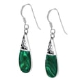 thumbnail image 3 of Filigree Swirl Teardrop Green Malachite Inlay .925 Silver Dangle Earrings, 3 of 5