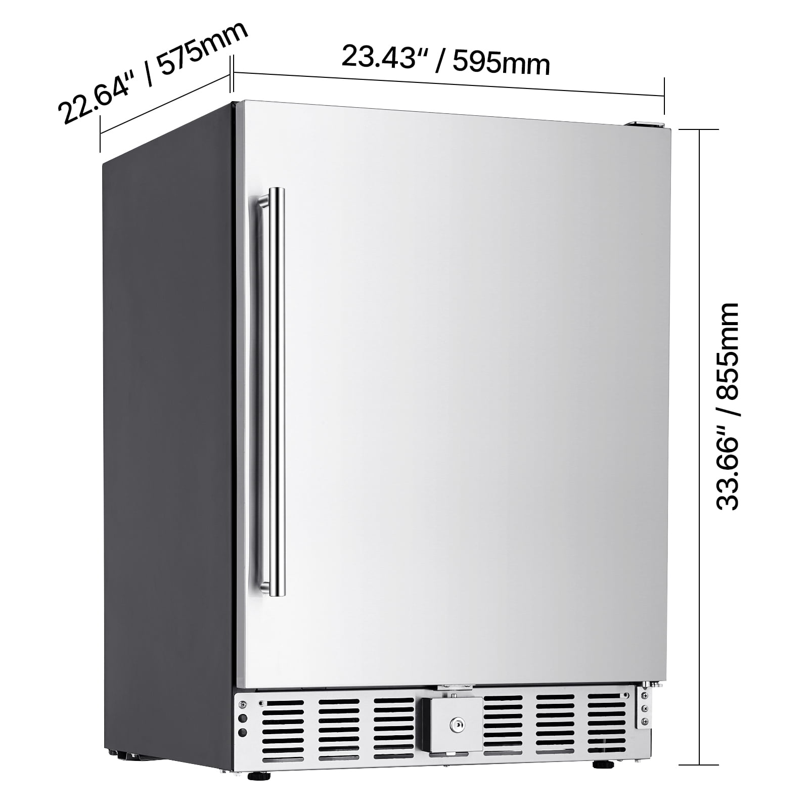 VEVOR 24-Inch Indoor/Outdoor Beverage Refrigerator, 150 QT Freestanding or Undercounter Beverage Fridge, 180 Cans Built-in Beer Fridge with Metal Plate Body for Residential Home Bar Commercial Use