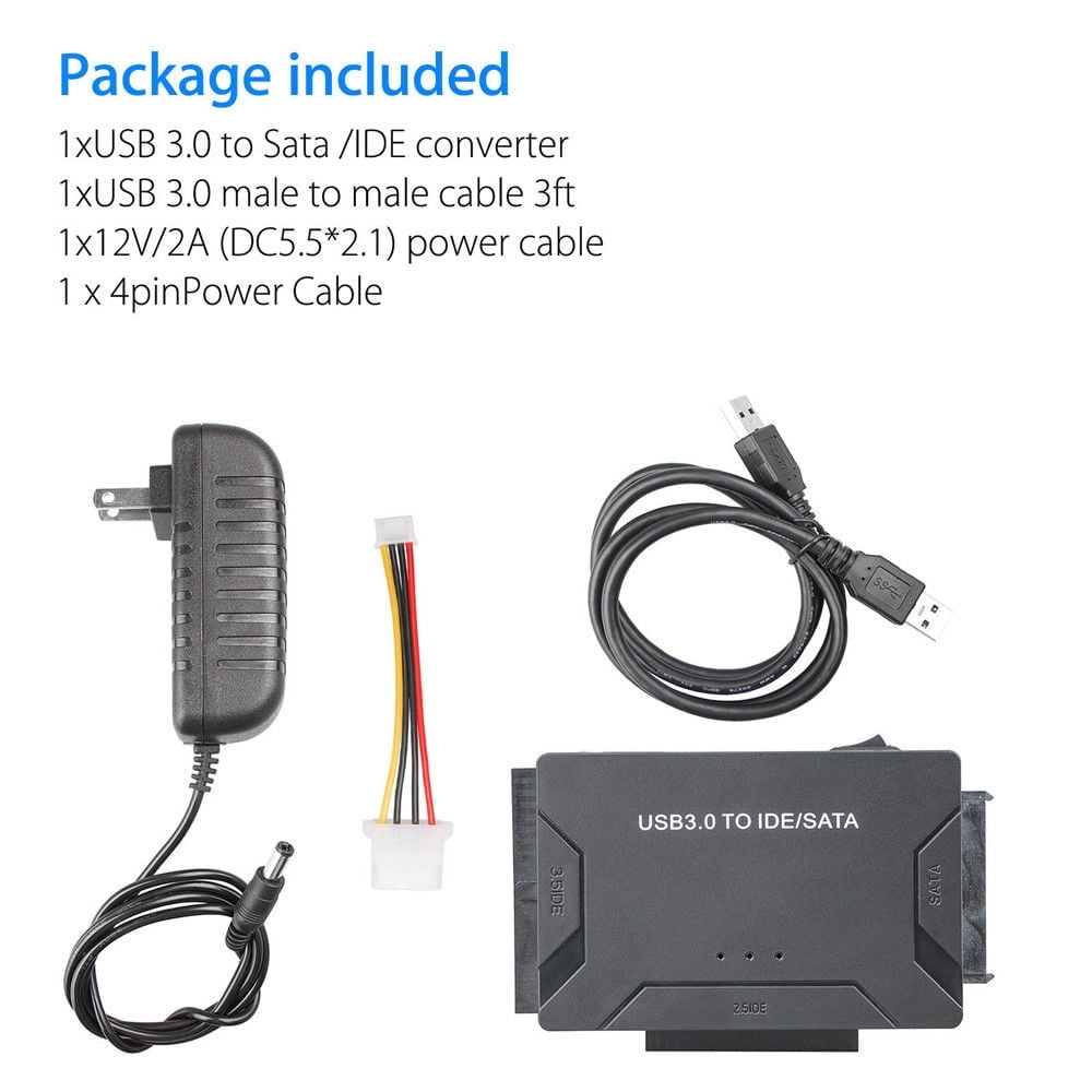 SDOTXA USB 3.0 to IDE & SATA Converter External Hard Drive Adapter Kit 2.5”/3.5” Cable