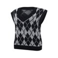 thumbnail image 6 of FNNMNNR Women Casual Sleeveless Argyle Printed V-Neck Oversize Sweater Vest Y2K 90s Color Block Knit Pullover Tops Red S, 6 of 7