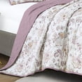 thumbnail image 3 of Quilt Set King - Mauve & White Floral Bedspread - Cottage Farmhouse Botanical Bedding, 3 of 4