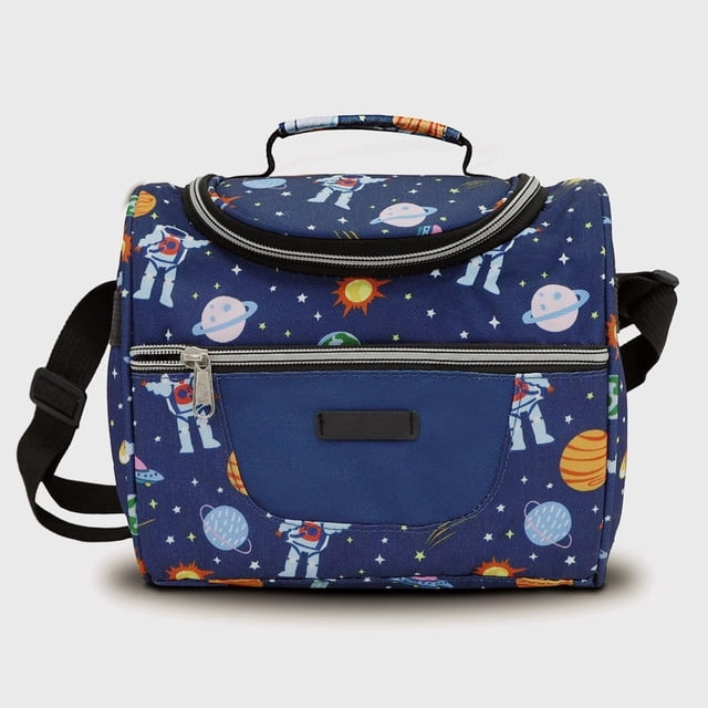 Boîte à Lunch pour Enfants, Sac à Lunch Réutilisable Isolé Kit de Repas Portable pour Garçons Filles Enfants pour École Garderie Pique-Nique Camping, Astronaute