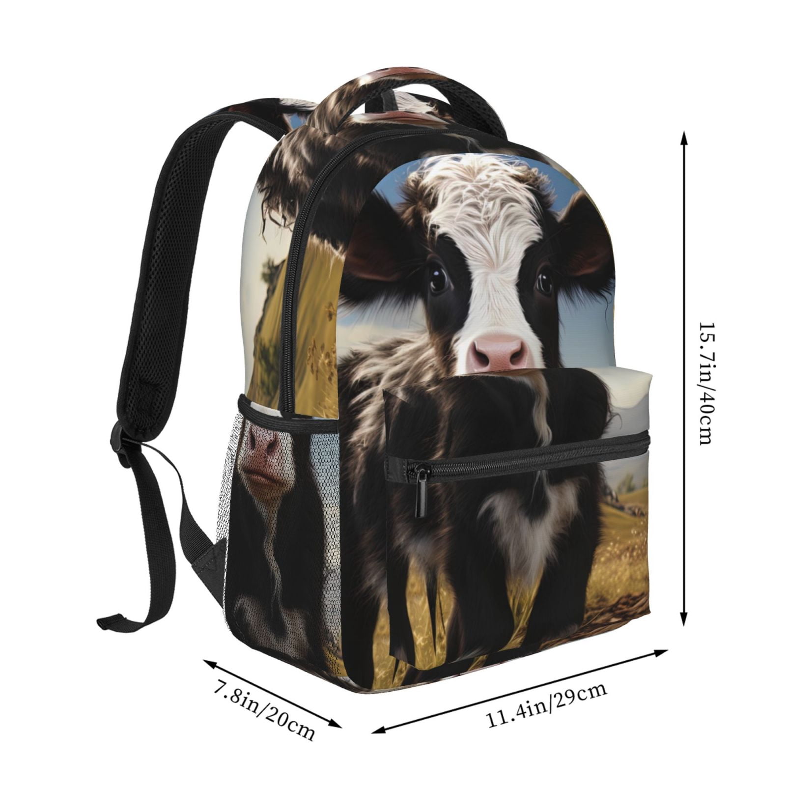 Horeoi Cute Prairie Cow Print Eco-Friendly Lightweight Student Backpack for School Travel - Ergonomic Padded Laptop Compartment & Multi-Pocket Design