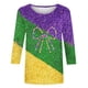 thumbnail image 4 of Tejiojio Mardi Gras Shirts for Women Patch Print 3/4 Sleeve Tops Carnival Party Tshirt Casual Crewneck Blouse, 4 of 5