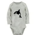 thumbnail image 2 of iDzn Little Cutie Funny Rompers, Newborn Baby Unisex Bodysuits, Infant Animal Whale Graphic Jumpsuits, Toddler Kids Long Sleeve Oufits (Gray, 6-12 Months), 2 of 5