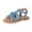 Blue, variant on Laura Ashley Girls Hook and Loop Strappy Gladiator Sandals. (Toddler/Little Kids). - Light Lime, 5