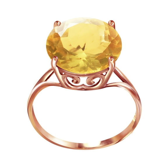 Galaxy Gold 14K Solid Rose Gold Ring with 5.5 Carat Natural 12 mm Round Citrine, Size 8.0, 5.5-11 Sizes, November Birthstone, Symbol of Abundance