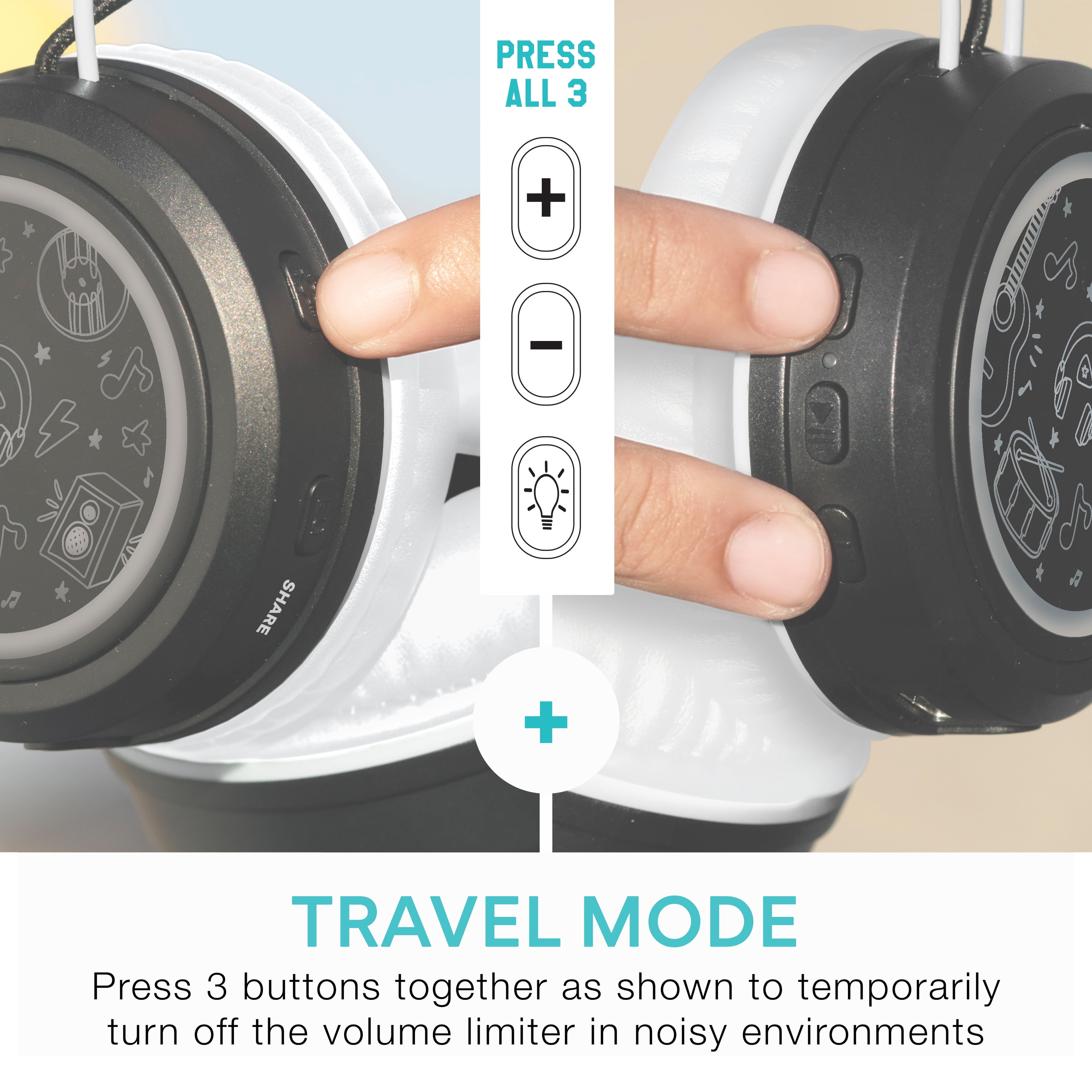 MEE audio 2-Pack of KidJamz Bluetooth Wireless Headphones for Kids w/ Multipoint, LED Lights, 40h battery; Mic; Children's Headset for School/Classroom/Online Learning (KJ55BT-S, 2 PACK)