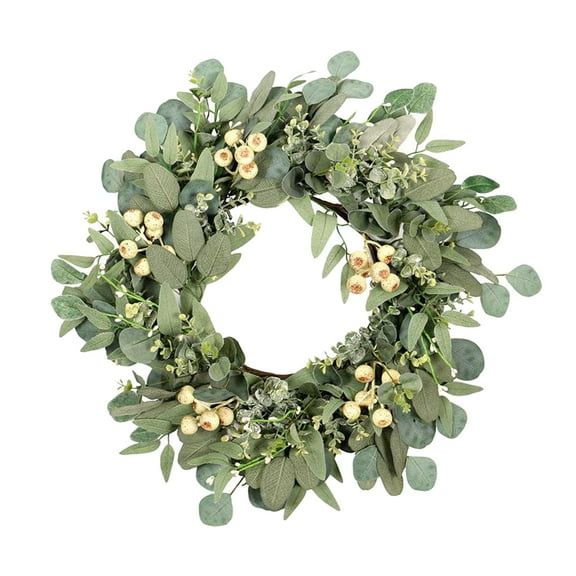 Eucalyptus Wreaths, Front Door 22'' Large Green Leaves Wreath for Spring , Outdoor Greenery Floral Wreath Wall Hanging