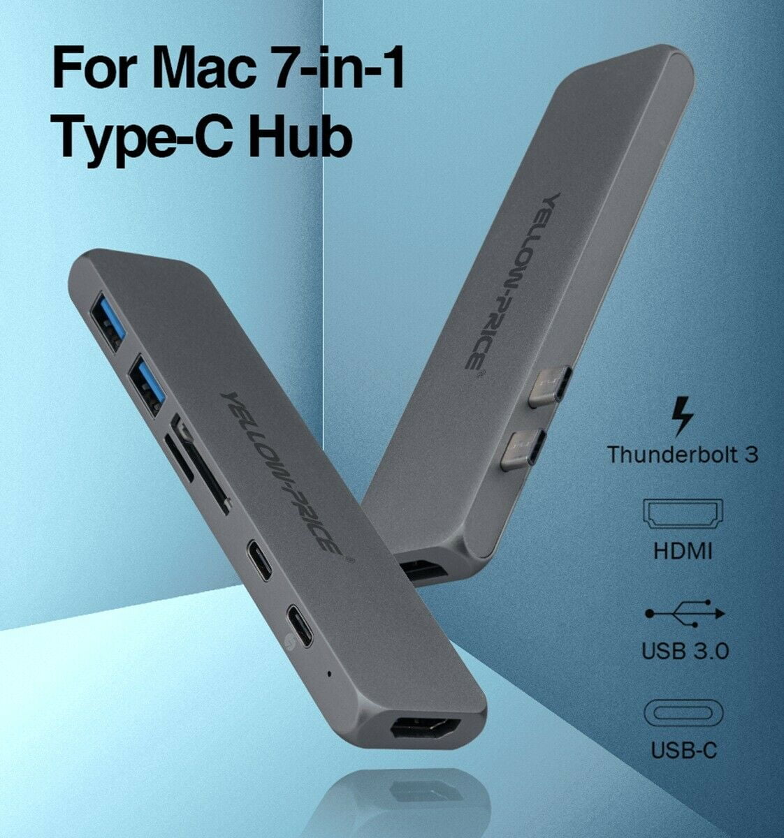 7-in-1 USB-C Hub Dual Type-C Multiport Adapter Thunderbolt 3 USB 3.1 Port HDMI