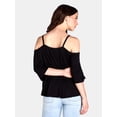 thumbnail image 3 of American High Women’s Cold Shoulder Top with Lace Inset, Sizes S-XL, 3 of 5
