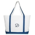 thumbnail image 2 of DALIX Women's Quality Canvas Tote Hand Bags Large Beach Bags Navy Blue Monogrammed D, 2 of 8