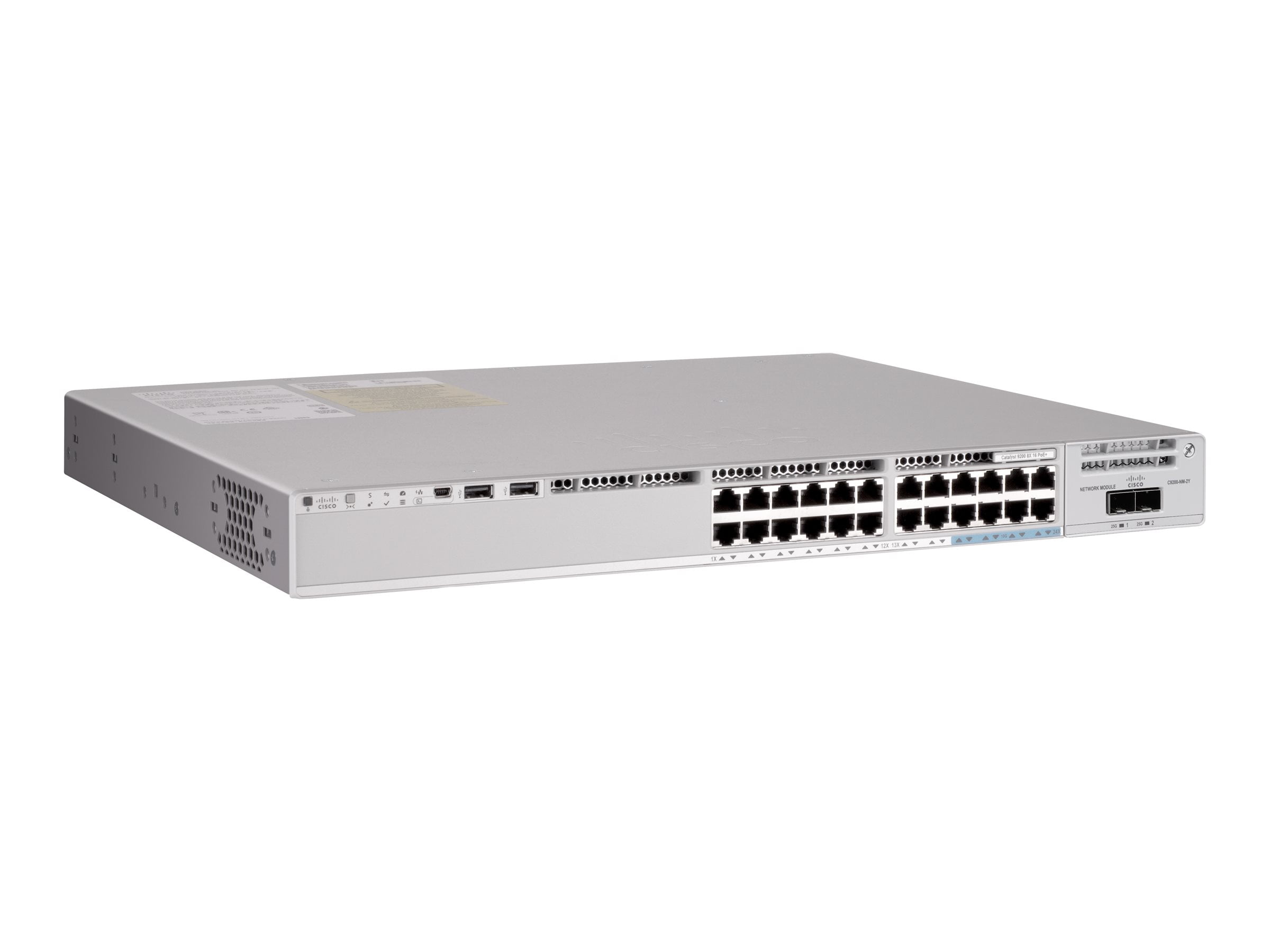Cisco Catalyst 9200L - Network Advantage - switch - L3 - managed - 8 x 100/1000/2.5G/5G/10GBase-T + 16 x 10/100/1000 (PoE+) + 4 x 10 Gigabit SFP+ (uplink) - rack-mountable - PoE+ (370 W)