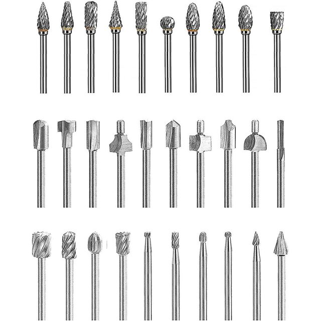 Juego de 10 fresas rotativas Yashi Carburo de tungsteno 1/8 de pulgada Plata