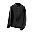 thumbnail image 6 of Men Long-Sleeve Shirt Lapel Tuxedo Slim Fit Solid Color Button-down Suit Shirt Breathable Business Shirt Top for Wedding Party Prom, 6 of 8