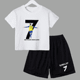 thumbnail image 2 of Traje deportivo de verano CR7 Ronaldo para niños de 2 a 14 años, conjunto de 2 piezas, camisetas de manga corta informales y pantalones cortos, conjuntos de ropa de ídolo para niños, 2 of 4