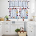 thumbnail image 3 of Spring Flower Kitchen Curtains Valances and Tiers Set of 3 Country Farm Watercolor Red Pink Blue Floral Green Leaf Tier Curtains and Valance with Rod Pocket for Small Windows, 27.5"x24", 3 of 9