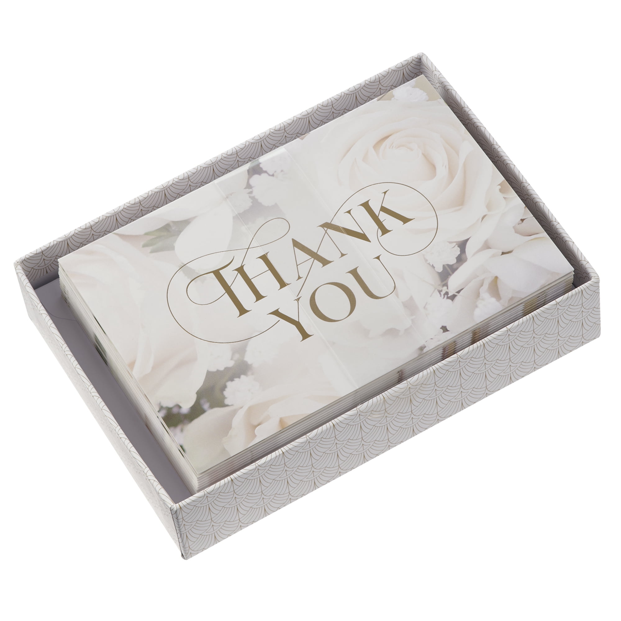 With Love Boxed Thank You Note Card & Envelope Set for Women Weddings Showers Birthdays - Ivory Rose Floral Design 1 Cor. 13:4 - Inspirational Bible Verse 20 Blank Cards & Envelopes