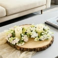 thumbnail image 5 of Artificial Hydrangea Candle Rings Wreaths 3.5 inch Center Eucalyptus Leaves Wreaths Small Boho Wreath Pillar Candle Holder for Easter Wedding Home Door Tabletop Decoration, 1Pc(Orange,3.5x3.5"), 5 of 9