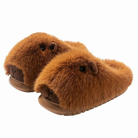 Christmas gift new fashion slippers, cute pet Kabibara slippers, cartoon plush cotton slippers for home wear
