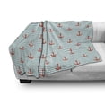 thumbnail image 3 of Anchor Soft Flannel Fleece Throw Blanket, Pastel Stripes Background with Monochrome Anchor Silhouettes Naval, Cozy Plush for Indoor and Outdoor Use, 50" x 70", Vermilion Turquoise, by Ambesonne, 3 of 6