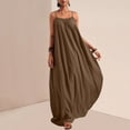 thumbnail image 6 of FRSASU Backless Cami Dresses for Women Sleeveless Solid Color Lounge Dress Spaghetti Strap Flowy Summer Loose Maxi Sundress Coffee, 6 of 9