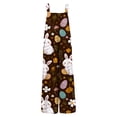thumbnail image 4 of Fgvctg Easter Womens Overalls Wide Leg Pant Casual Overall Bunny Print Sleeveless Easter Eggs Spaghetti Straps Jumpsuit Rompers Bib Overalls Loose Spring Pants With Pockets Brown 2XL, 4 of 5