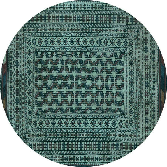 Ahgly Company Indoor Round Southwestern Light Blue Country Area Rugs, 7' Round