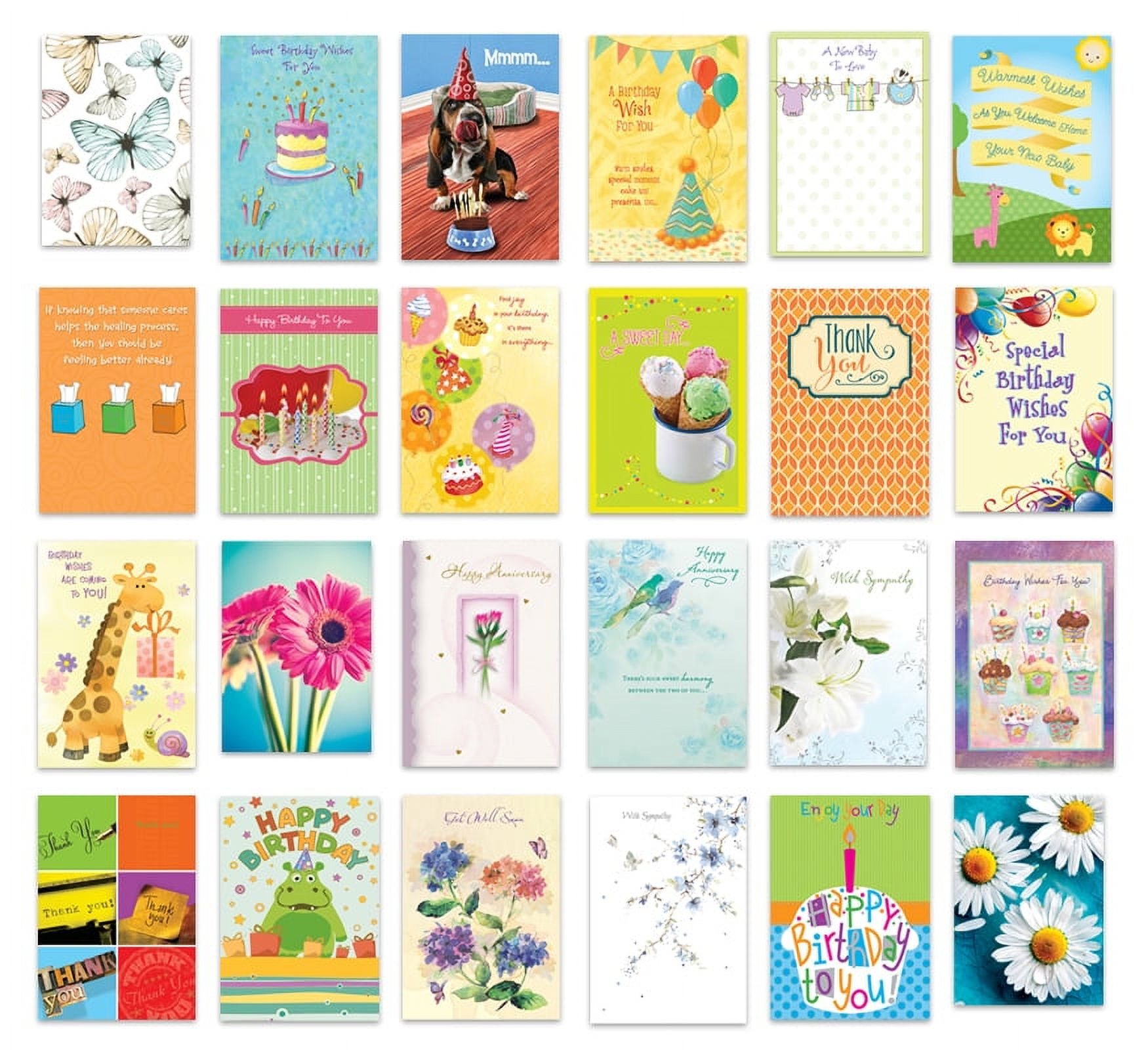Designer Greetings All Occasion Greeting Card Assortment 24 Cards with Envelopes in a Keepsake Floral Organizer Box Birthday Thank You New Baby Anniversary Sympathy Get Well Blank