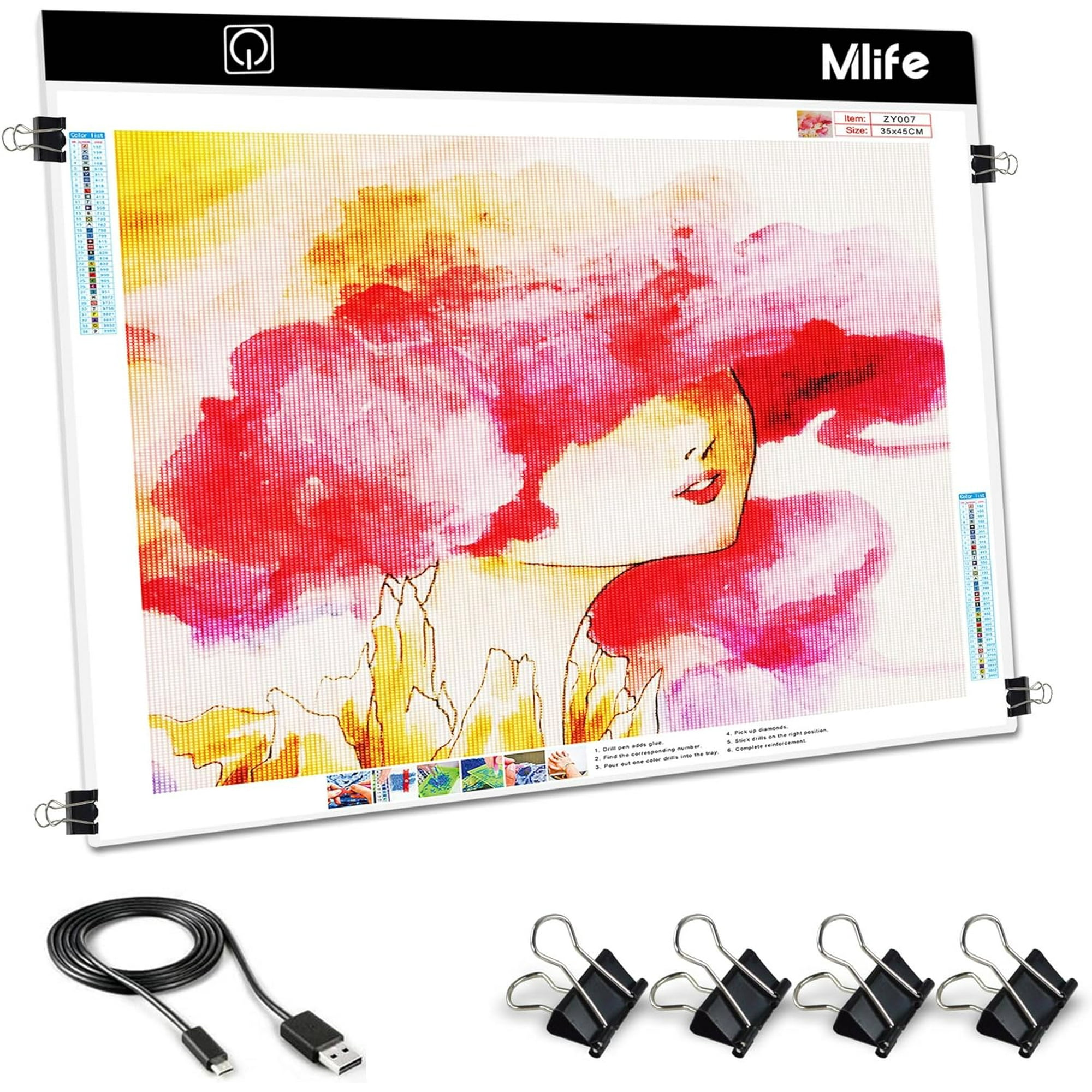 Table Lumineuse A4 LED Pour Diamond Painting Et Dessin - 3 Niveaux Luminosité Avec Support