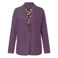 thumbnail image 2 of VBARHMQRT Plus Size Blazers with Pockets Ladies' Solid Color Slim Fit One Button Middle Sleeve Leisure Suit Jacket Office Jackets for Women Casual Womens Blazers, 2 of 4