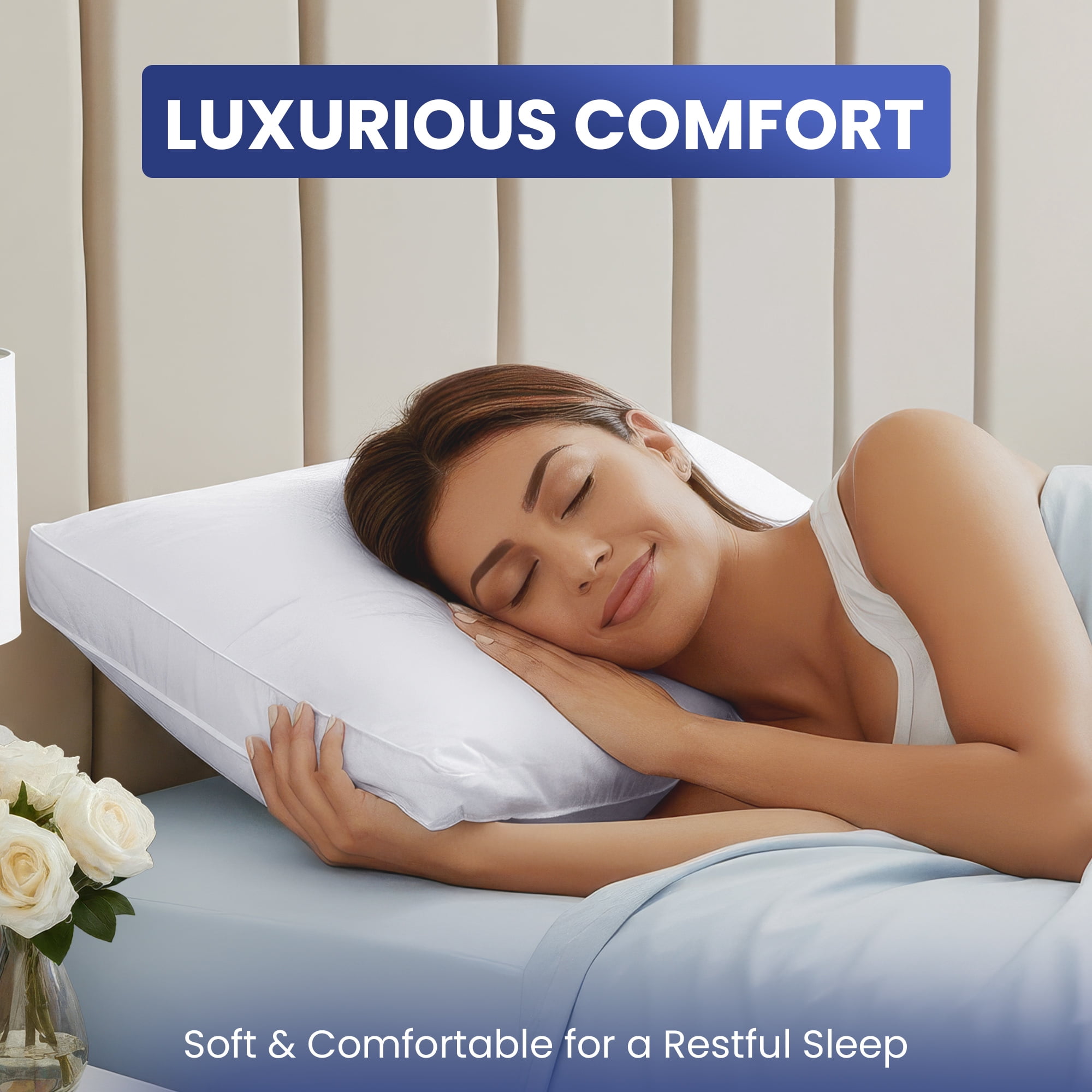 Utopia Bedding Queen Bed Pillow, 26"L x 18" W, Set of 2, Soft and High-Quality, Gusseted Pillow for All Sleep Positions (White)