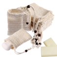 thumbnail image 3 of Bolsa de jabón de ramio de algodón, 10 Uds., red de espuma limpiadora Facial hecha a mano para espumar y secar, cuentas de madera marrón M, 3 of 4