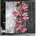 thumbnail image 3 of Ambesonne Flower Shower Curtain, Plum Orchids and Water Drops, 69"Wx84"L, Dark Mauve and Charcoal Grey, 3 of 4