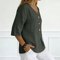 thumbnail image 5 of Solid Color 3/4 Sleeve V Neck T Shirt for Women Casual Buttoned Pullover Tops Loose Fit Lightweight Soft Tees for Summer Daily Outfits and Loungewear, 5 of 7