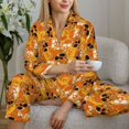 thumbnail image 4 of Salouo Skulls Pattern Women's Pajamas Set Long Sleeve Button Down Sleepwear Soft Pj Lounge Sets for women 2 Piece Pjs Set with Long Pants -XX-Large, 4 of 8