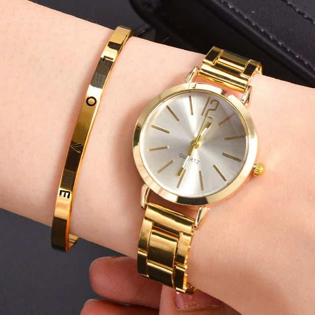 Ladies' Stylish Digital Alloy & Quartz Watch with LOVE Bracelet - A Perfect Gift for Her!
