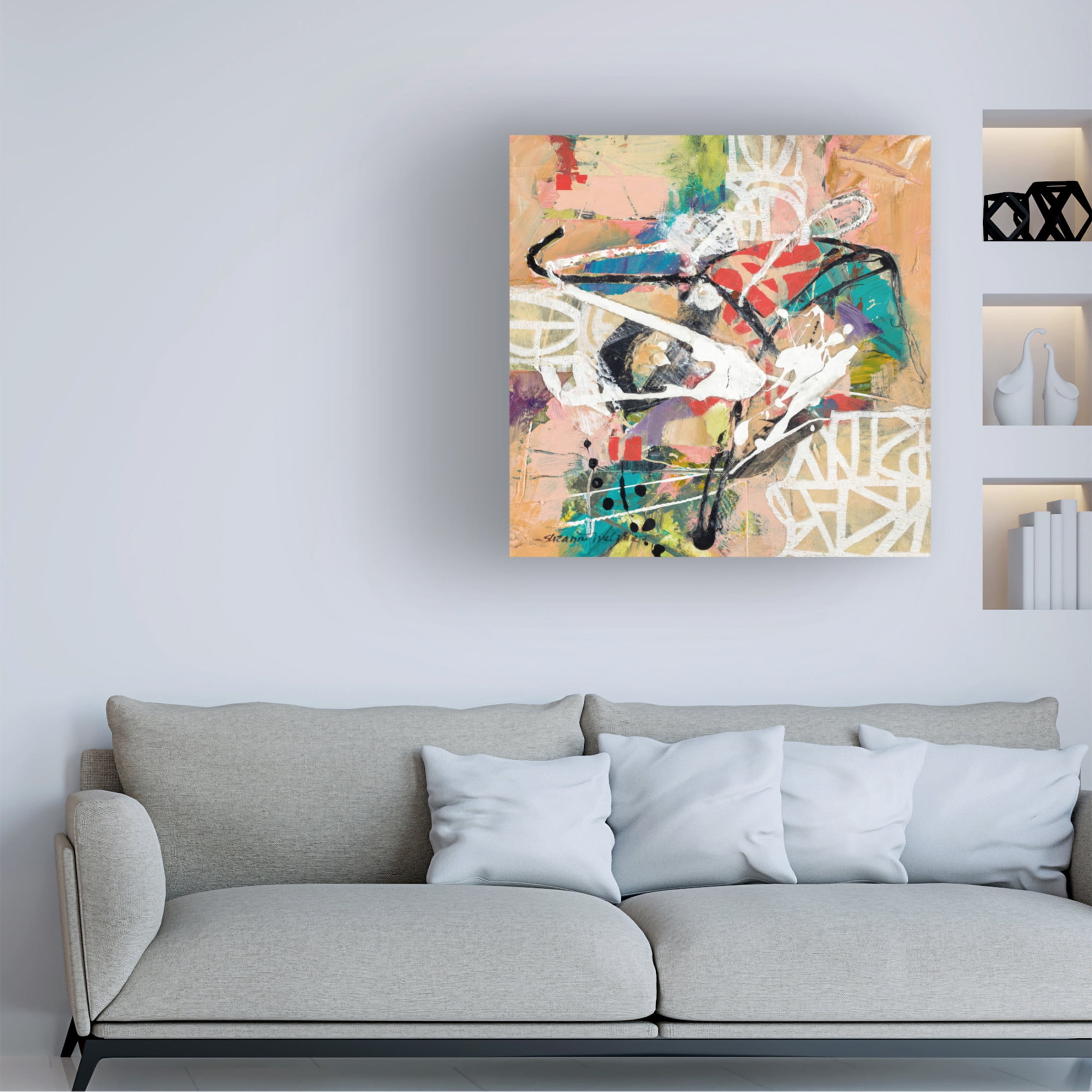 Canvas Wall Art - Suzanne McCourt 'Talk 2 Me' Wall Art for Living Room, Bedroom, or Office Décor by Trademark Fine Art - 35 x 35 Inches