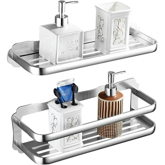 Shower Organizer Shower Rack No Drilling Shower Caddy Wall Mounted Bathroom Shelf Self Adhesive anti-rust space aluminum for bathroom bathroom-Silver C_30cm