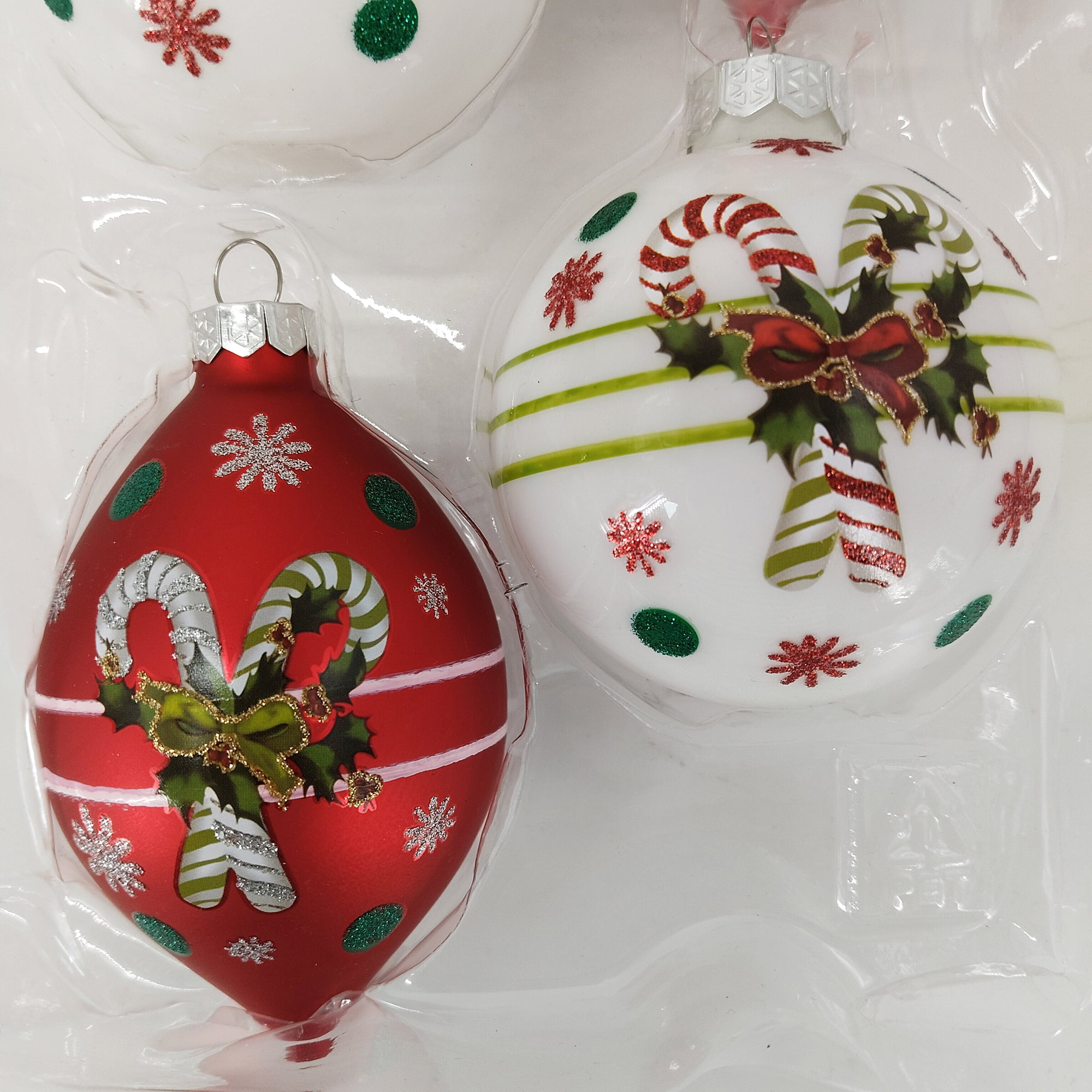 Holiday Time Dia 65mm 4Ct Candycane Glass Ornament, Holiday Time DIA 65mm 4CT CANDYCANE Glass Ornament