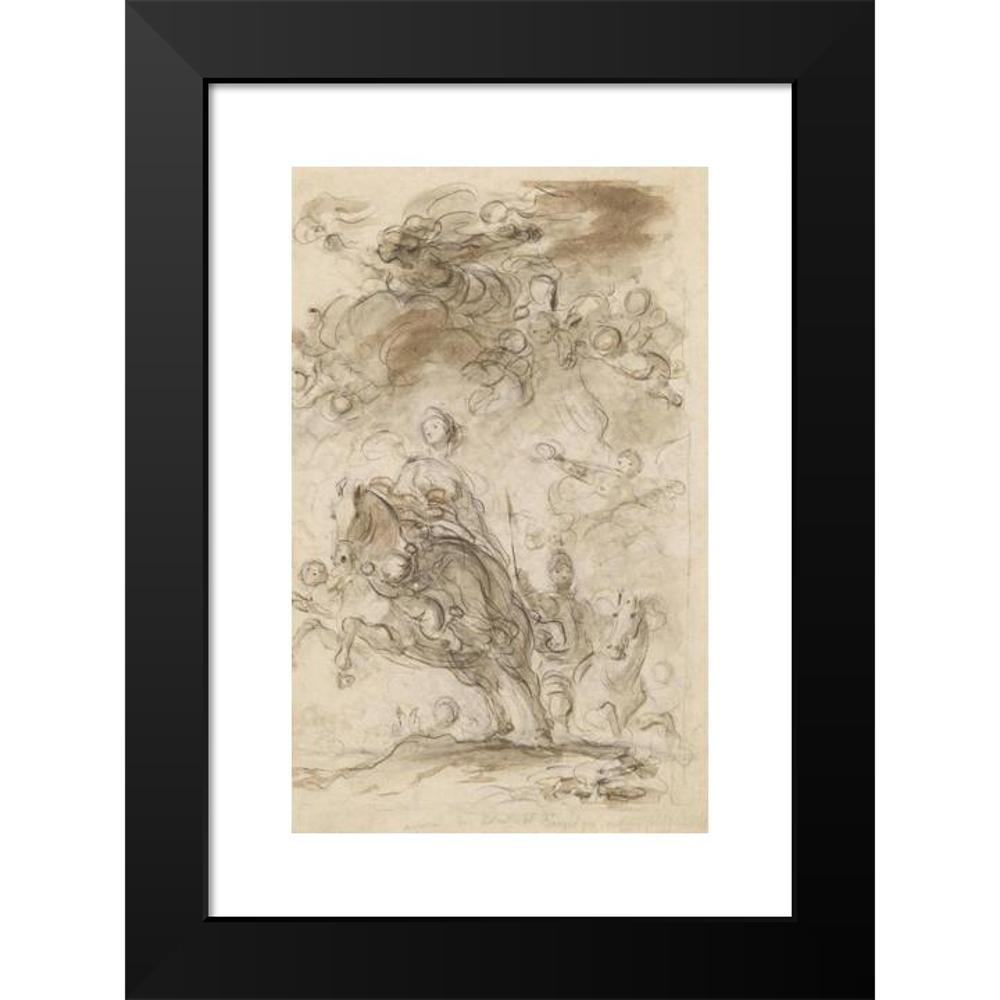 Jean-Honoré Fragonard 13x18 Black Modern Framed Museum Art Print Titled - Orlando and Angelica Arrive at Charlemagne's Camp