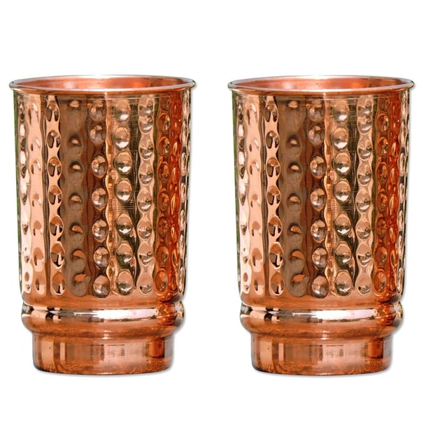 Juego de 2 Vasos de Cobre HealthGoodsIn de 350 ml sin Revestimiento