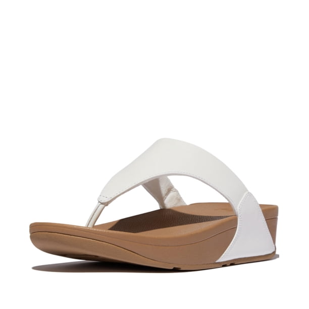 Sandalias tipo chancla FitFlop Lulu, puntera, piel blanca para mujer