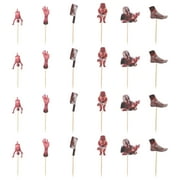 NUOLUX 24Pcs Halloween Theme Cake Toppers Creative Cake Insert Cards for Decoration