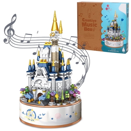 Vatos 617-Piece Music Box Building Toys, Castle Model Rotating for Kids 6-12