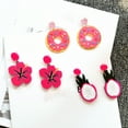 thumbnail image 6 of SUSHANG Donut Earrings Donut Stud Flower Dragon Fruit Online Acrylic Earrings Long Exaggerated Large Size Earrings Earrings, 6 of 8