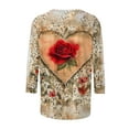 thumbnail image 5 of Jsaierl Valentine's Day Shirts Womens Plus Size Love Heart Print Tees Trendy 3/4 Sleeve Blouse Crewneck Tunic T-shirt Tops Spring Clothes for Women, 5 of 5