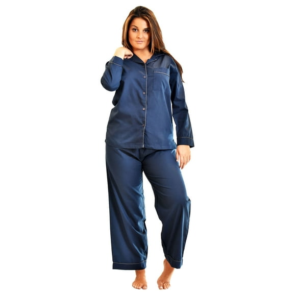 Up2date Fashion's Women's Woven Full-Sleeve Pajama Set with Piping
